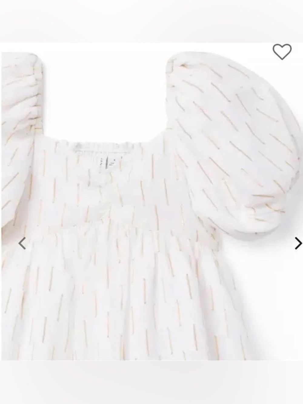 Janie and Jack Gold Metallic Clip Stripe Bubble Sleeve Holiday Dress Girls 18 - Picture 3 of 8